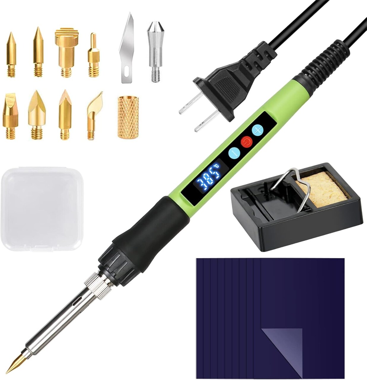 100W Professional Wood Burning Kit – LED Display, Adjustable 180–500℃ Pen for Pyrography, Carving & Embossing.